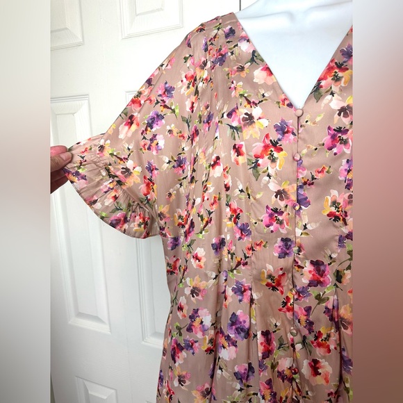 Anthro DOLAN Left Coast Mitzi Floral Blouse Top Shirt Pleated Ruffle Plus Size - Picture 7 of 14